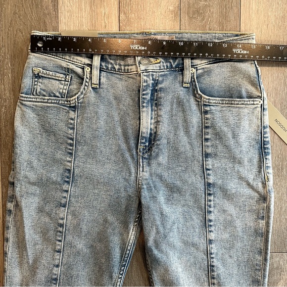 Hudson Barbara High Rise Baby Boot Flare Slit Hem Light Blue Front Seam Jeans - Picture 8 of 14